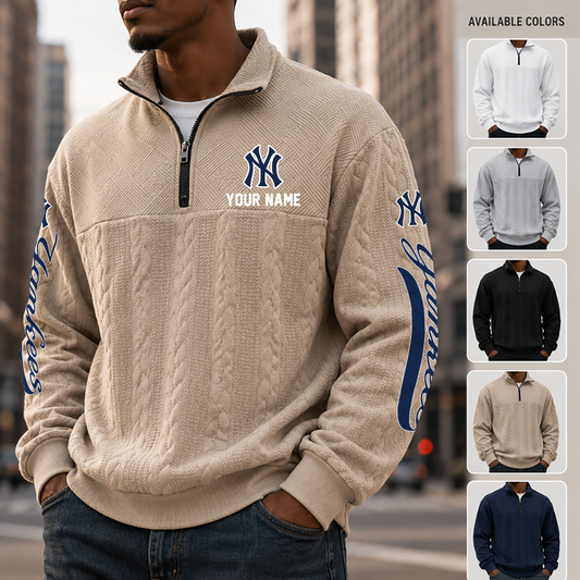 [HOMERUN DEAL] NEW CUSTOMIZED MLB01 NYY NEW YORK YANKEES MULTICOLOR QUARTER-ZIP SWEATSHIRT