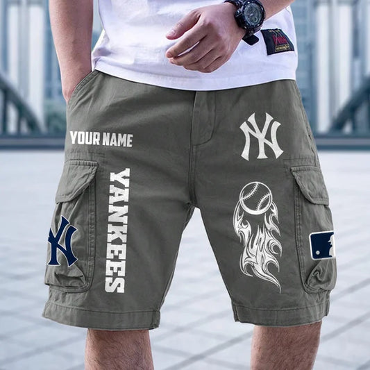 [HOMERUN DEAL] NEW CUSTOMIZED MLB01 NYY NEW YORK YANKEES MEN'S CARGO SHORTS