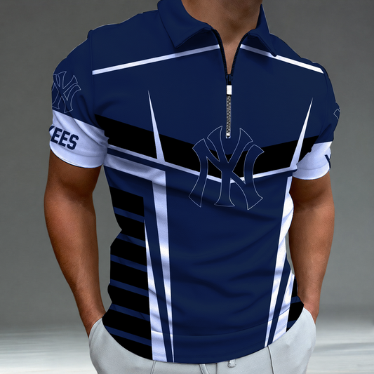 [HOMERUN DEAL] NEW CUSTOMIZED MLB01 NYY NEW YORK YANKEES ZIP POLO SHIRT