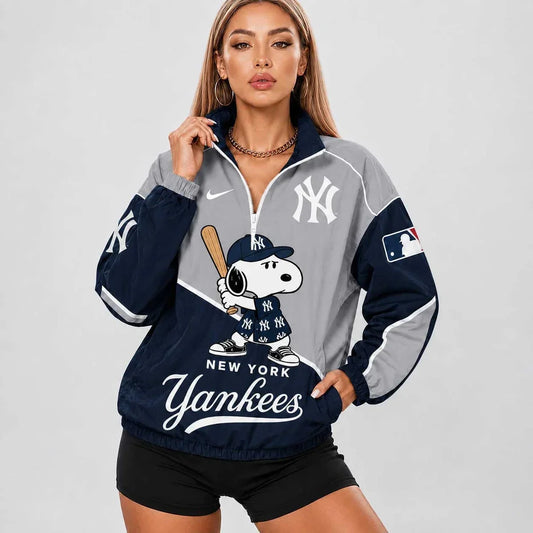 [HOMERUN DEAL] NEW CUSTOMIZED MLB01 NYY NEW YORK YANKEES V-NECK ZIPPER SWEATSHIRT JACKET