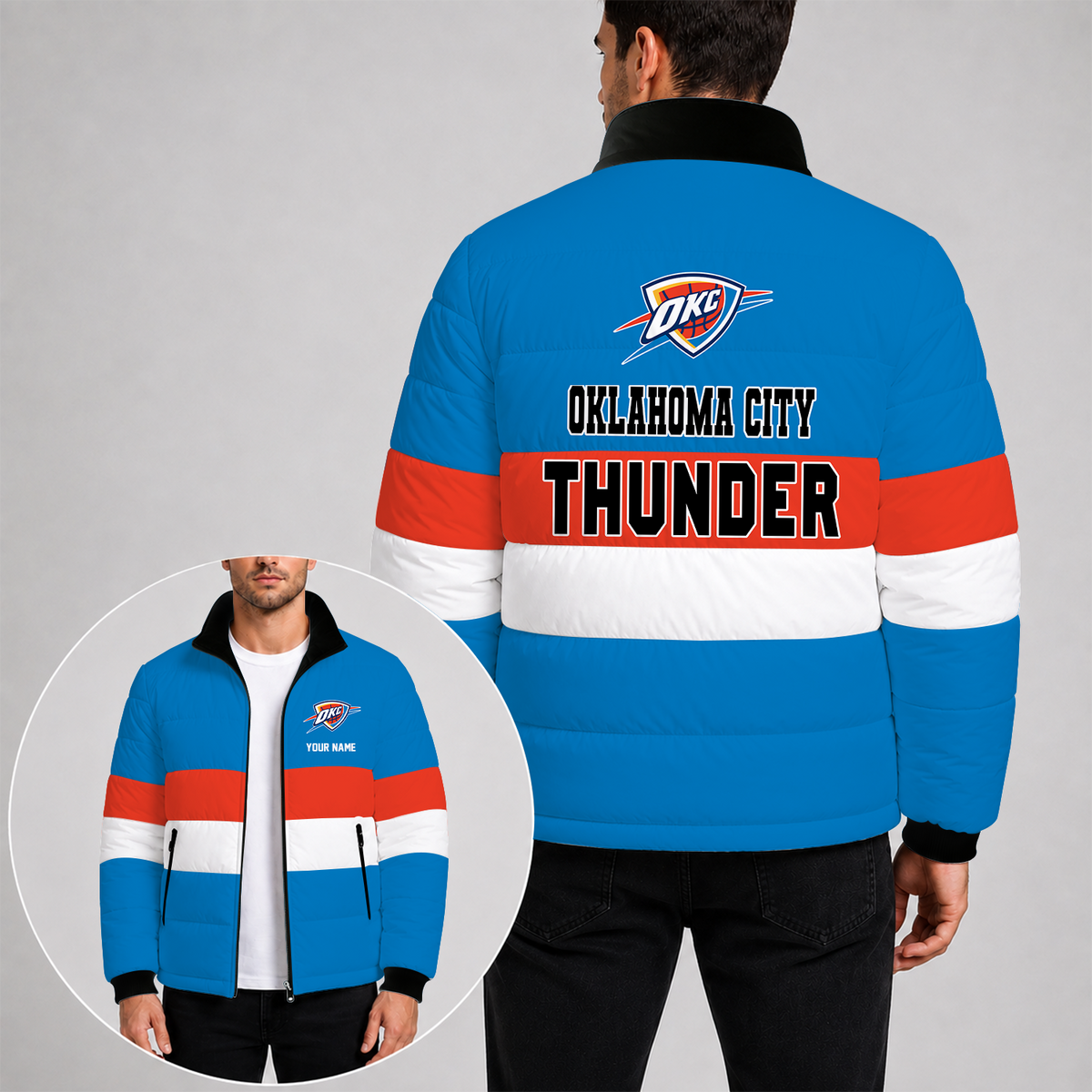 [SLAM DUNK DEAL] NEW CUSTOMIZED NBA01 OCT THE THUNDER PUFFER JACKET
