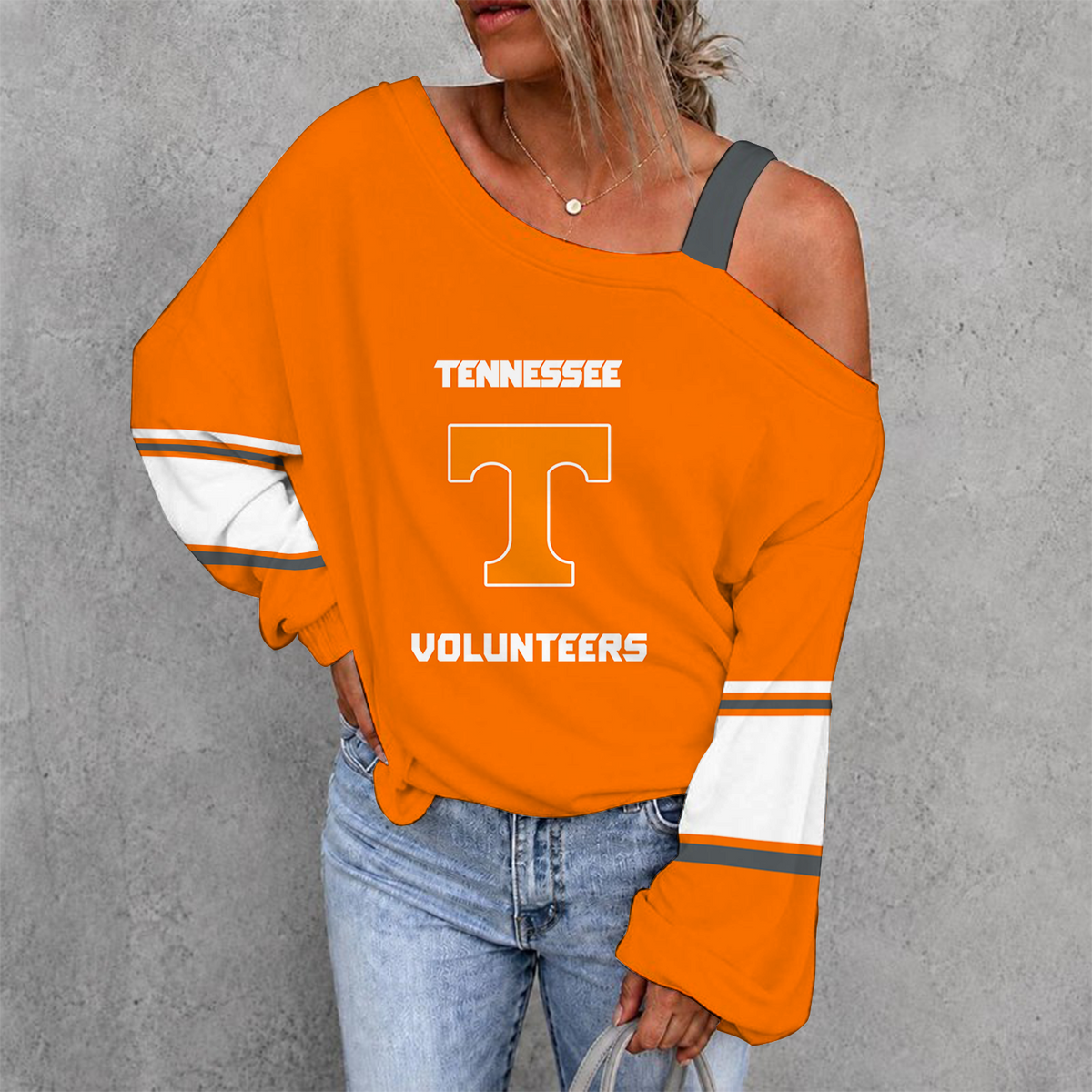 [TOUCHDOWN DEAL] NEW CUSTOMIZED NCAA FBS01 TNV TENNESSEE VOLUNTEERS WOMEN'S OFF-SHOULDER LONG SLEEVE SHIRT
