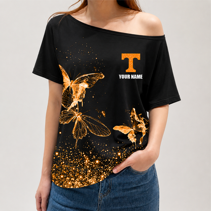 [TOUCHDOWN DEAL]NEW CUSTOMIZED NCAA FBS01 TNV TENNESSEE VOLUNTEERS OFF-SHOULDER SHIRT