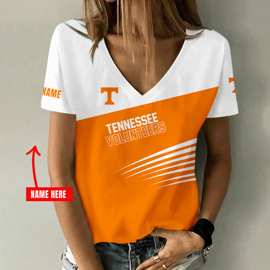 [TOUCHDOWN DEAL] NEW CUSTOMIZED NCAA FBS01 TNV TENNESSEE VOLUNTEERS V-NECK FEMALE SHIRT