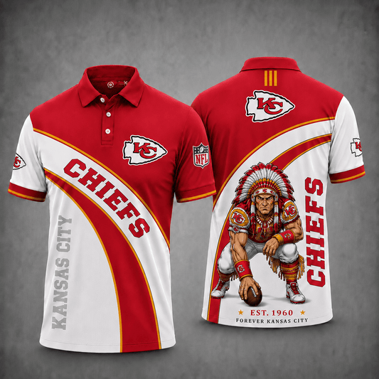 [TOUCHDOWN DEAL] NEW CUSTOMIZED NFL01 KCC KANSAS CITY CHIEFS POLO SHIRT