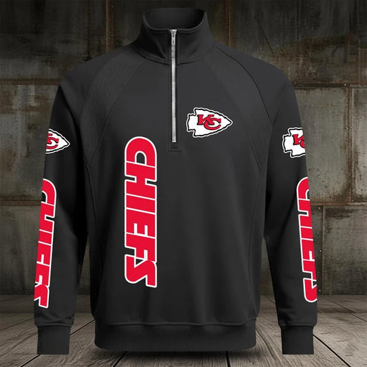 [TOUCHDOWN DEAL] NEW CUSTOMIZED NFL01 KCC KANSAS CITY CHIEFS MEN'S MULTICOLOR QUARTER-ZIP PULLOVER