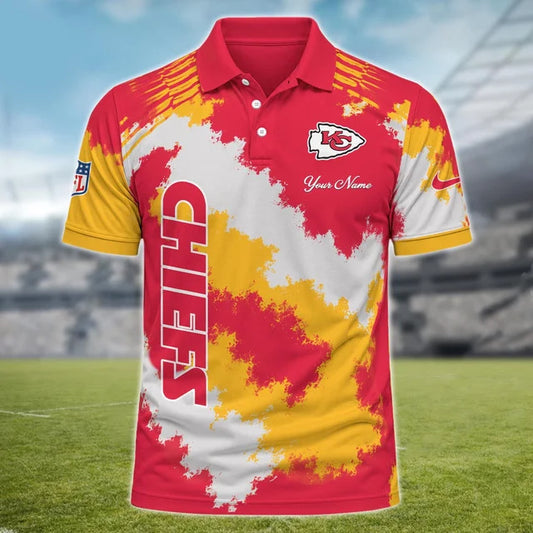 [TOUCHDOWN DEAL] NEW CUSTOMIZED NFL01 KCC KANSAS CITY CHIEFS MULTICOLOR POLO SHIRT