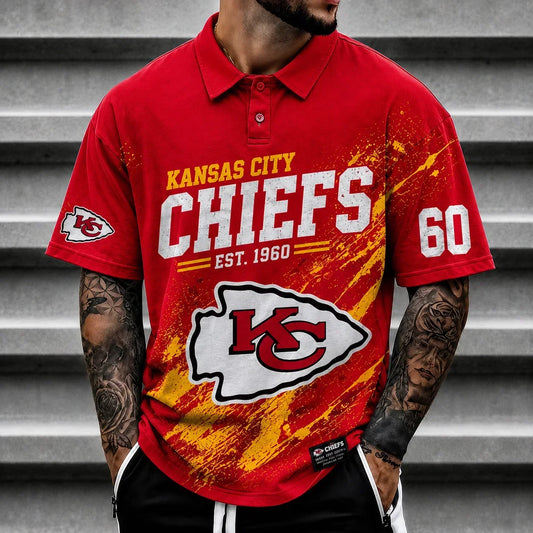 [TOUCHDOWN DEAL] NEW CUSTOMIZED NFL01 KCC KANSAS CITY CHIEFS POLO SHIRT