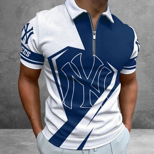 [HOMERUN DEAL] NEW CUSTOMIZED MLB01 NYY NEW YORK YANKEES ZIP POLO SHIRT
