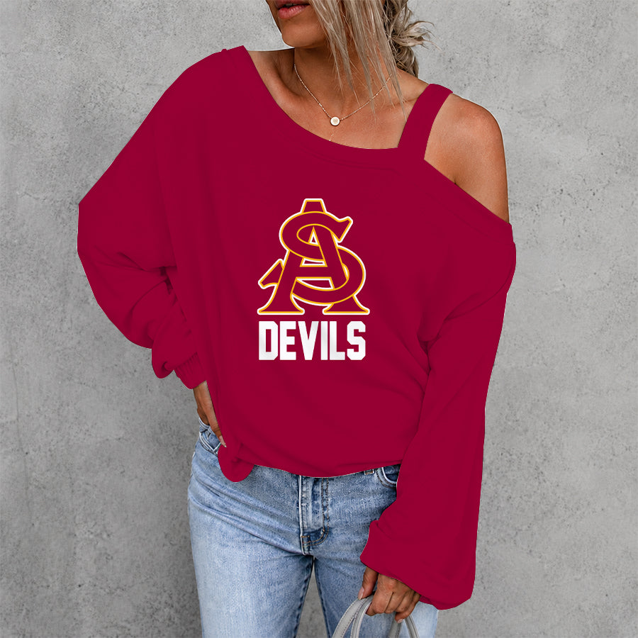 [HOMERUN DEAL] NEW CUSTOMIZED NCAA CWS02 ASS ARIZONA STATE SUN DEVILS WOMEN'S OFF-SHOULDER LONG SLEEVE SHIRT