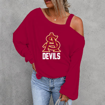 [HOMERUN DEAL] NEW CUSTOMIZED NCAA CWS02 ASS ARIZONA STATE SUN DEVILS WOMEN'S OFF-SHOULDER LONG SLEEVE SHIRT