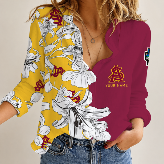 [HOMERUN DEAL] NEW CUSTOMIZED NCAA CWS02 ASS ARIZONA STATE SUN DEVILS WOMEN CASUAL SHIRT