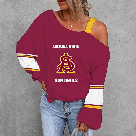 [HOMERUN DEAL] NEW CUSTOMIZED NCAA CWS02 ASS ARIZONA STATE SUN DEVILS WOMEN'S OFF-SHOULDER LONG SLEEVE SHIRT