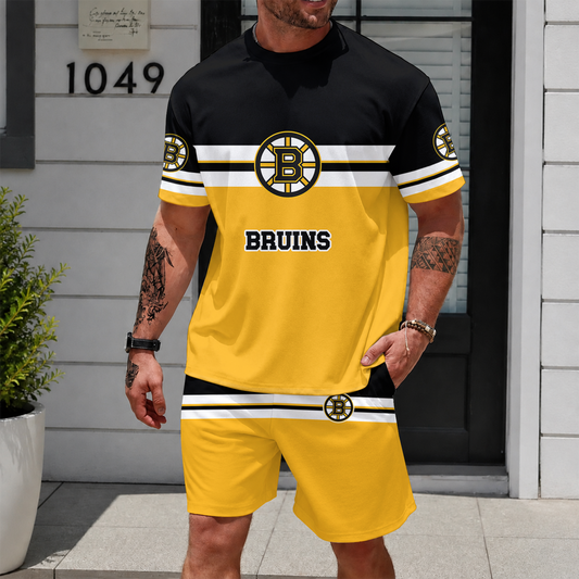 [PUCK DROP DEAL] NEW CUSTOMIZED NHL02 BTB BOSTON BRUINS UNISEX T-SHIRT & SHORTS SET