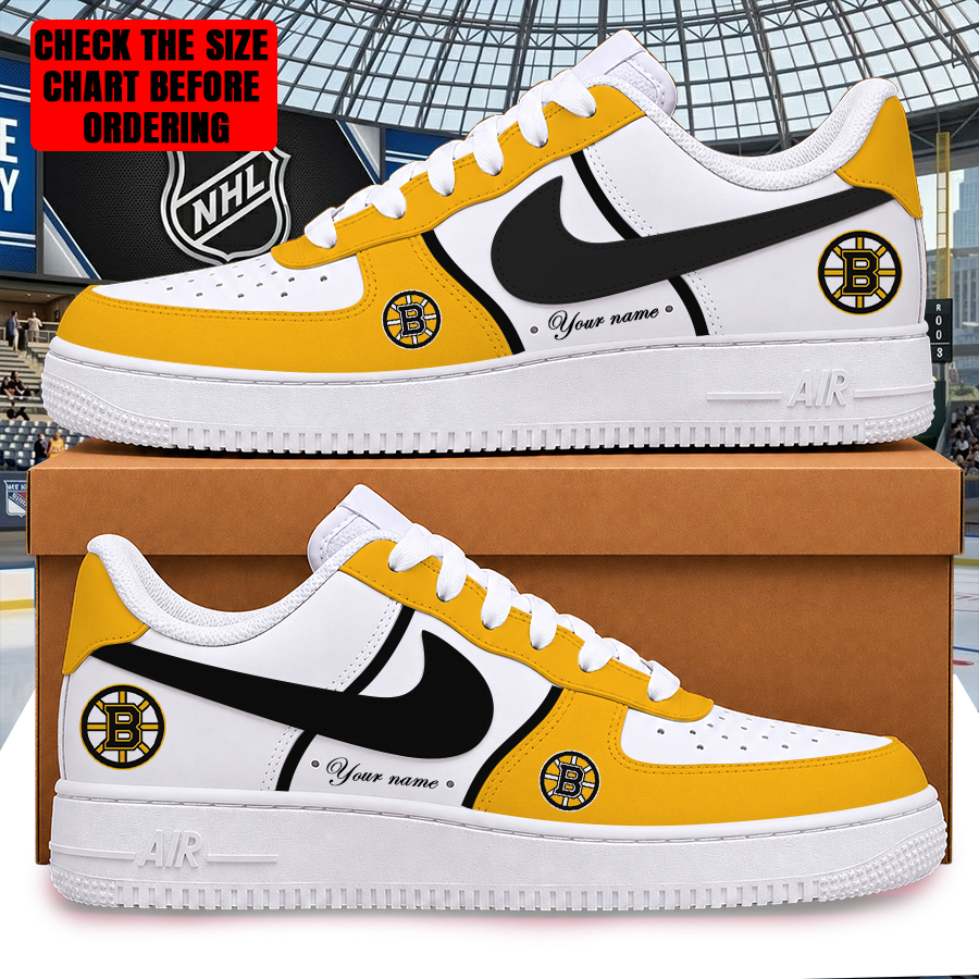 [PUCK DROP DEAL] NEW CUSTOMIZED NHL02 BTB BOSTON BRUINS AF1 SHOES