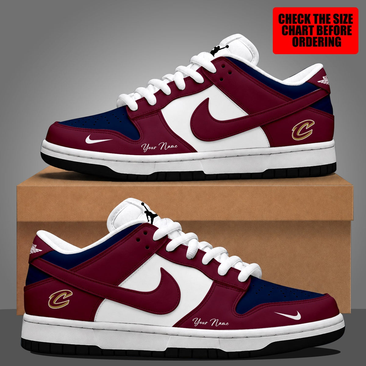 [SLAM DUNK DEAL] NEW CUSTOMIZED NBA02 CCA CLEVELAND CAVALIERS DUNK LOW SHOES