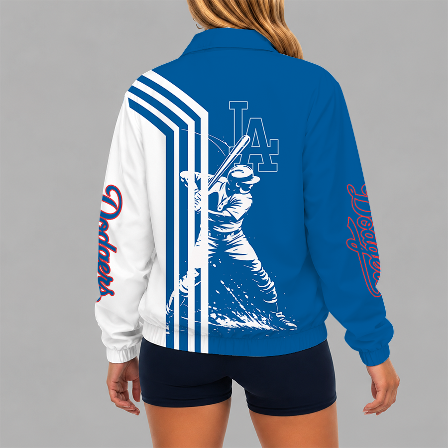 [HOMERUN DEAL] NEW CUSTOMIZED MLB02 LAD LOS ANGELES DODGERS V-NECK ZIPPER SWEATSHIRT JACKET