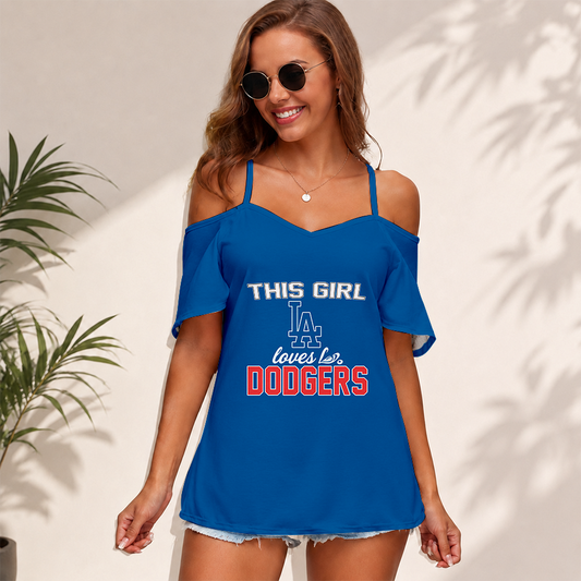 [HOMERUN DEAL] NEW CUSTOMIZED MLB02 LAD LOS ANGELES DODGERS WOMEN'S STRAPPY OFF-SHOULDER TOP