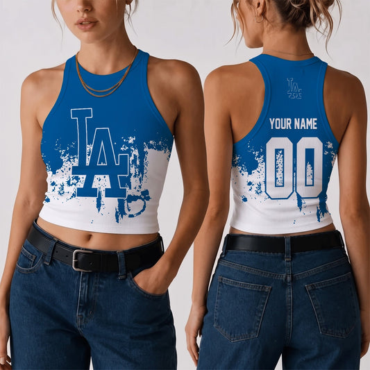 [HOMERUN DEAL] NEW CUSTOMIZED MLB02 LAD THE DODGERS WOMEN'S CROP TOP