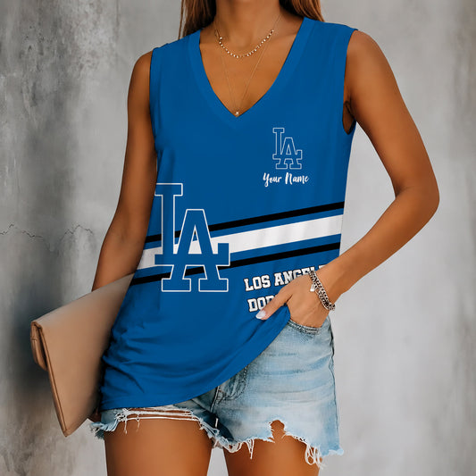 [HOMERUN DEAL] NEW CUSTOMIZED MLB02 LAD LOS ANGELES DODGERS WOMEN'S V-NECK TANK TOP
