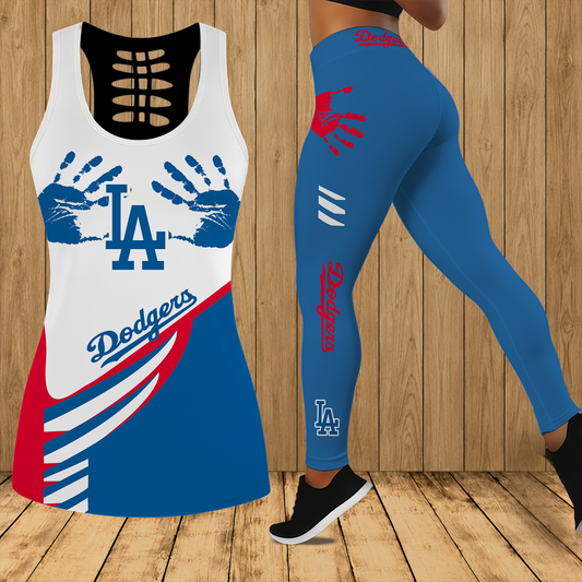 [HOMERUN DEAL] NEW CUSTOMIZED MLB02 LAD LOS ANGELES DODGERS HOLLOW TANK TOP & LEGGINGS SET