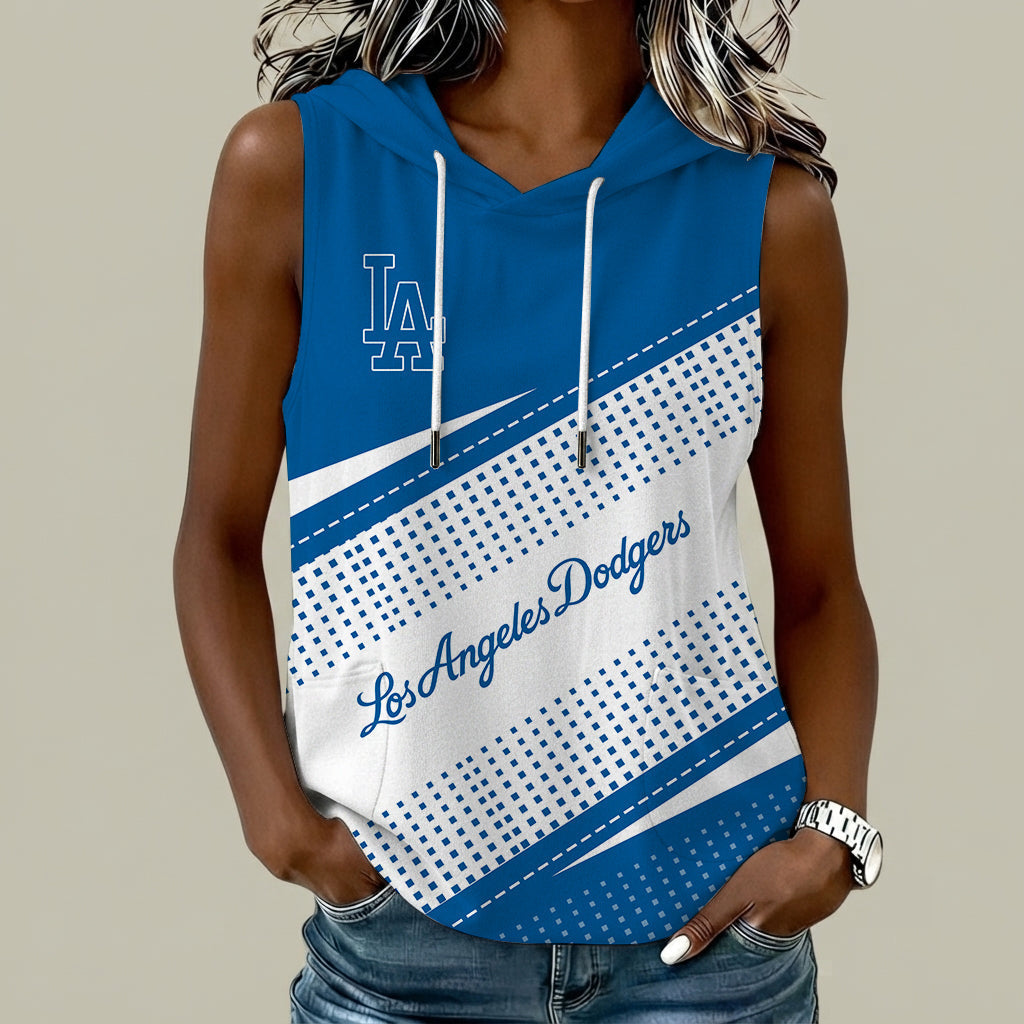 [HOMERUN DEAL] NEW CUSTOMIZED MLB02 LAD LOS ANGELES DODGERS WOMEN'S SLEEVELESS HOODED POCKET TANK TOP