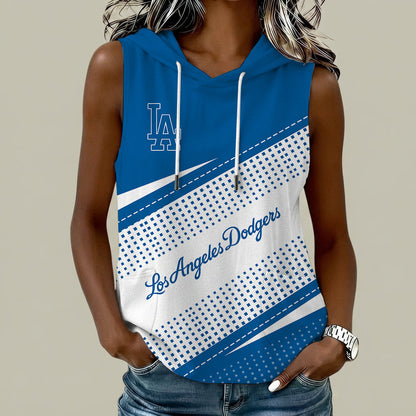 [HOMERUN DEAL] NEW CUSTOMIZED MLB02 LAD LOS ANGELES DODGERS WOMEN'S SLEEVELESS HOODED POCKET TANK TOP