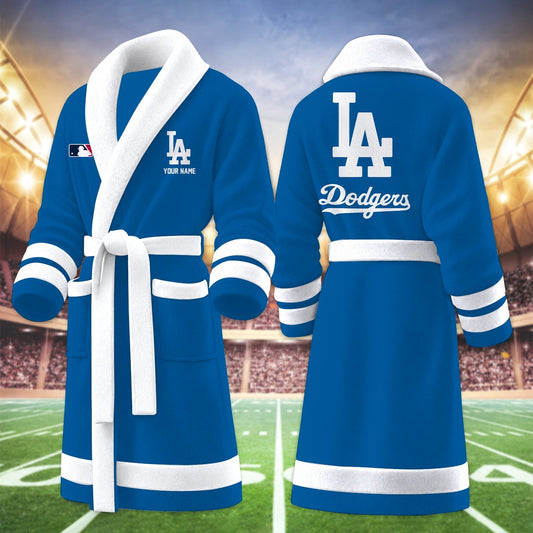 [HOMERUN DEAL] NEW CUSTOMIZED MLB02 LAD LOS ANGELES DODGERS MULTICOLOR FLEECE BATHROBE