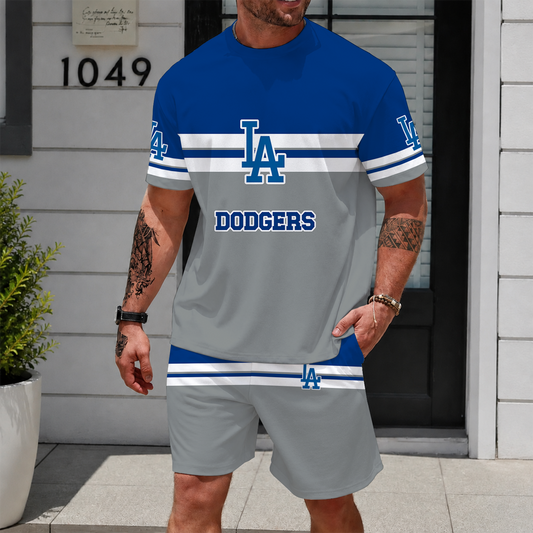 [HOMERUN DEAL] NEW CUSTOMIZED MLB02 LAD LOS ANGELES DODGERS UNISEX T-SHIRT & SHORTS SET
