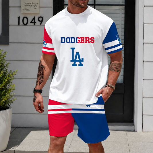 [HOMERUN DEAL] NEW CUSTOMIZED MLB02 LAD LOS ANGELES DODGERS UNISEX T-SHIRT & SHORTS SET