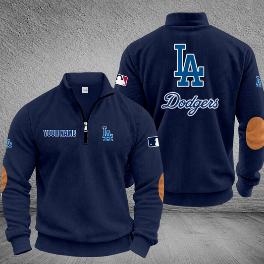 [HOMERUN DEAL] NEW CUSTOMIZED MLB02 LAD LOS ANGELES DODGERS MULTICOLOR STRIPED QUATER ZIP SWEATSHIRT