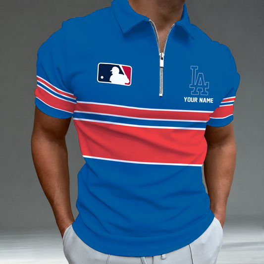 [HOMERUN DEAL] NEW CUSTOMIZED MLB02 LAD LOS ANGELES DODGERS ZIP POLO SHIRT