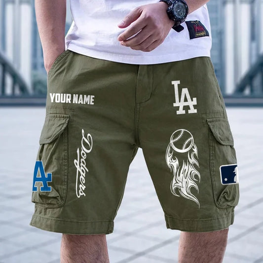 [HOMERUN DEAL] NEW CUSTOMIZED MLB02 LAD LOS ANGELES DODGERS MEN'S CARGO SHORTS