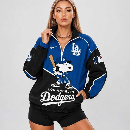 [HOMERUN DEAL] NEW CUSTOMIZED MLB02 LAD LOS ANGELES DODGERS V-NECK ZIPPER SWEATSHIRT JACKET