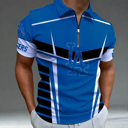 [HOMERUN DEAL] NEW CUSTOMIZED MLB02 LAD LOS ANGELES DODGERS ZIP POLO SHIRT