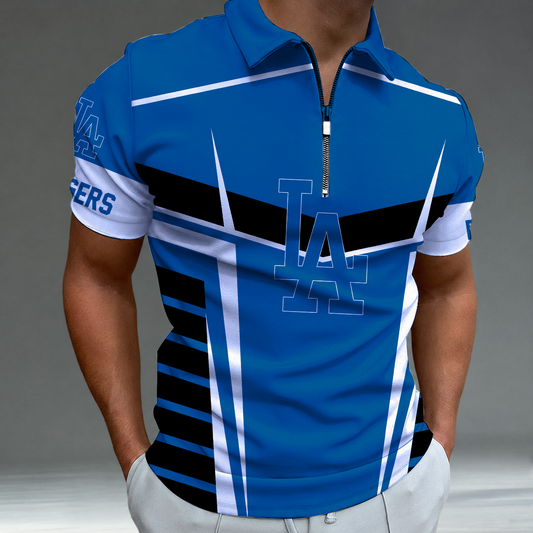 [HOMERUN DEAL] NEW CUSTOMIZED MLB02 LAD LOS ANGELES DODGERS ZIP POLO SHIRT