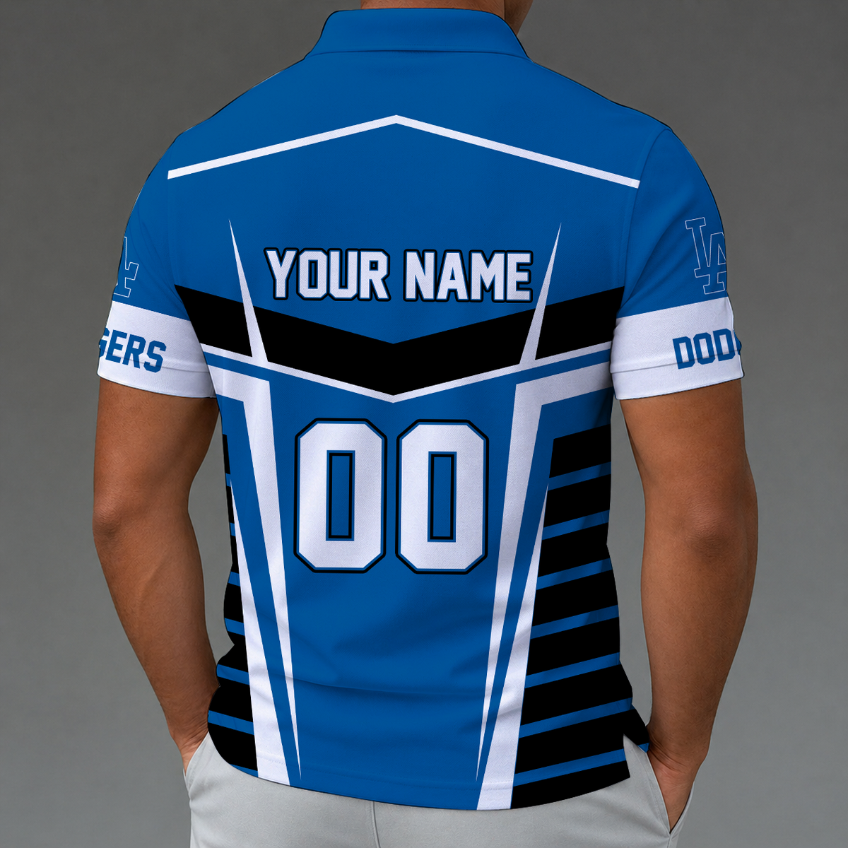 [HOMERUN DEAL] NEW CUSTOMIZED MLB02 LAD LOS ANGELES DODGERS ZIP POLO SHIRT