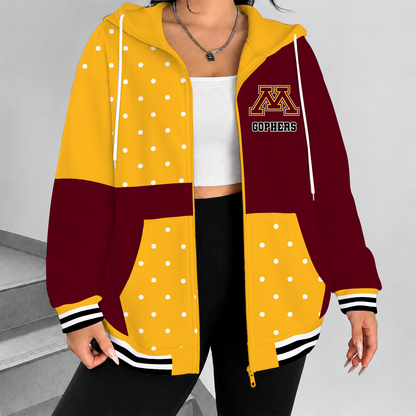 [PUCK DROP DEAL] NEW CUSTOMIZED NCAA MFF02 MGG MINNESOTA GOLDEN GOPHERS STRAPPY ZIP HOODIE