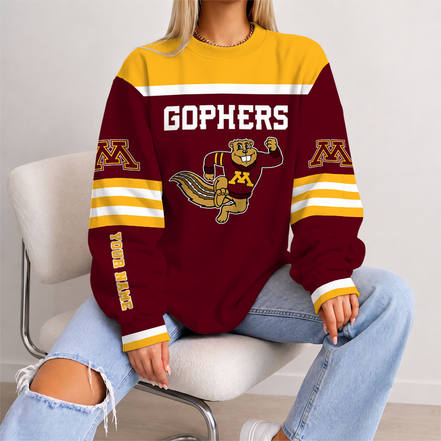 [PUCK DROP DEAL] NEW CUSTOMIZED NCAA MFF02 MGG MINNESOTA GOLDEN GOPHERS UNISEX SWEATSHIRT