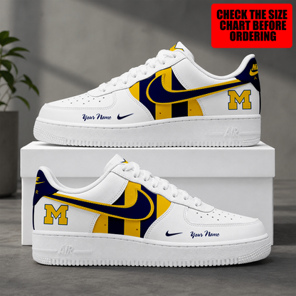 [FAN FAVORITE] NEW CUSTOMIZED NCAA MAM02 MIW MICHIGAN WOLVERINES STRAPPY AF1 SHOES
