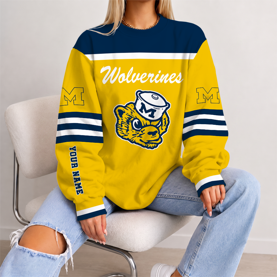 [SLAM DUNK DEAL] NEW CUSTOMIZED NCAA MAM02 MIW MICHIGAN WOLVERINES STRAPPY UNISEX SWEATSHIRT