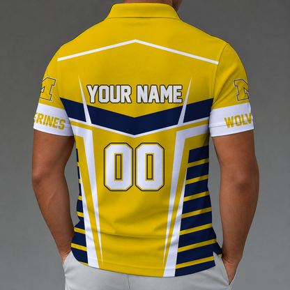 [FAN FAVORITE] NEW CUSTOMIZED NCAA MAM02 MIW MICHIGAN WOLVERINES STRAPPY POLO SHIRT