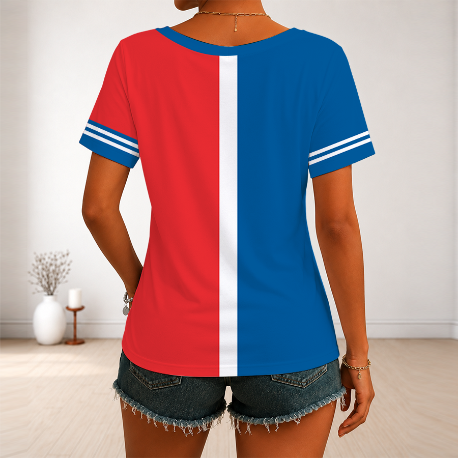 [HOMERUN DEAL] NEW CUSTOMIZED MLB02 LAD LOS ANGELES DODGERS V-NECK FEMALE SHIRT