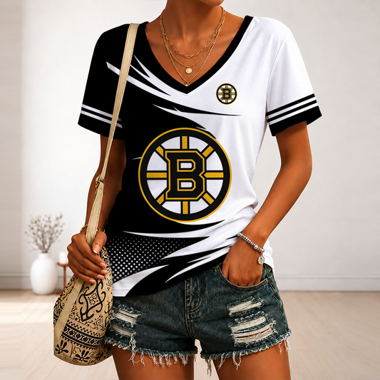 [PUCK DROP DEAL] NEW CUSTOMIZED NHL02 BTB BOSTON BRUINS V-NECK FEMALE SHIRT