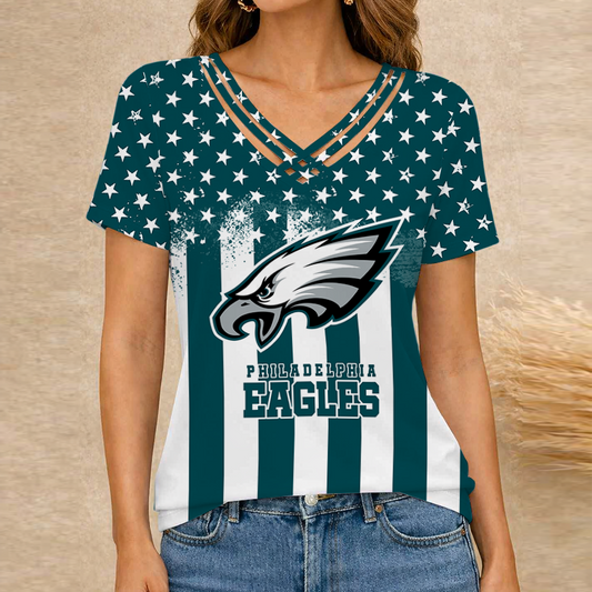 [TOUCHDOWN DEAL] NEW CUSTOMIZED NFL02 PPE PHILADELPHIA EAGLES V-NECK SHIRT