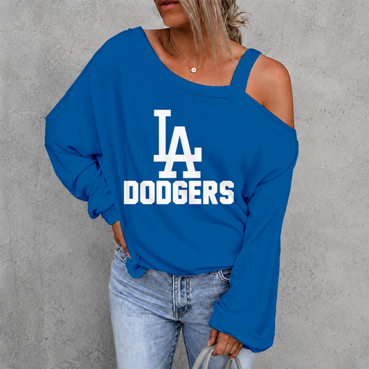 [HOMERUN DEAL] NEW CUSTOMIZED MLB02 LAD LOS ANGELES DODGERS WOMEN'S OFF-SHOULDER LONG SLEEVE SHIRT
