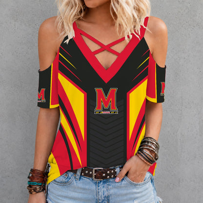 [HOOPS SPECIAL] NEW CUSTOMIZED NCAA CFH02 MLT MARYLAND TERRAPINS CRISS CROSS V-NECK TOP