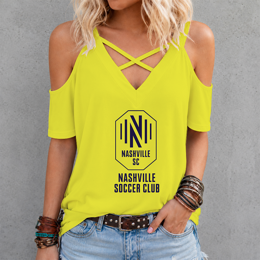 [GOAL DEAL] NEW CUSTOMIZED MLS02 NSC NASHVILLE SC CRISS CROSS V-NECK TOP