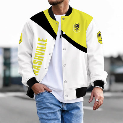 [GOAL DEAL] NEW CUSTOMIZED MLS02 NSC NASHVILLE SC BASEBALL JACKET & SATIN VARSITY JACKET