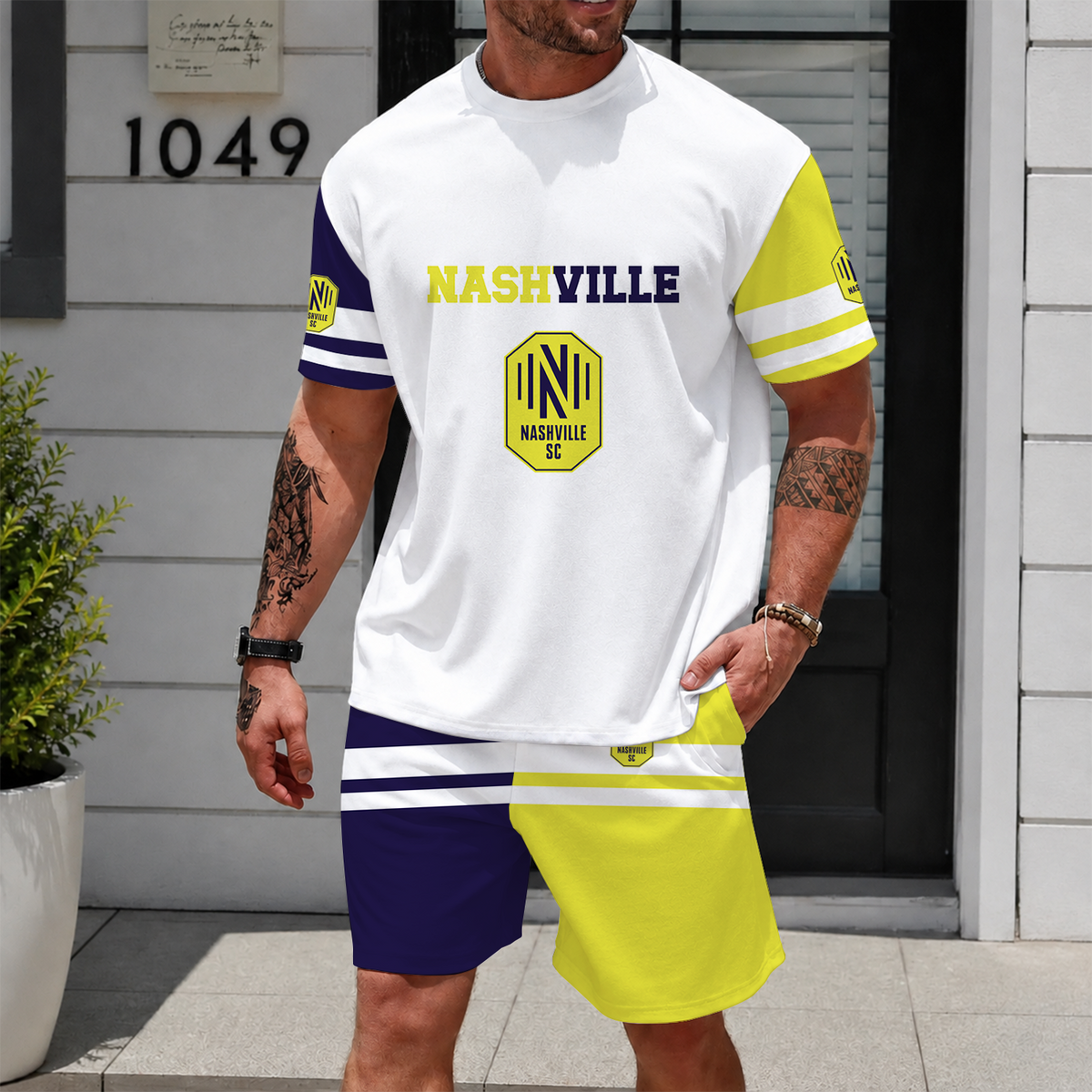 [GOAL DEAL] NEW CUSTOMIZED MLS02 NSC NASHVILLE SC UNISEX T-SHIRT & SHORTS SET